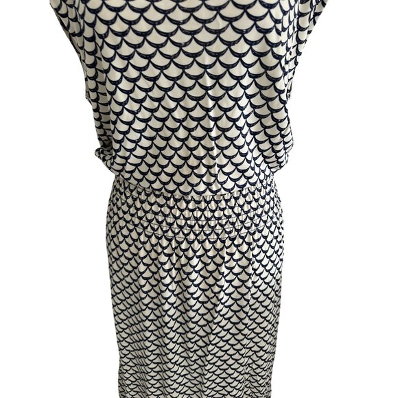 TORY BURCH Wave Print Smock Waist Dress Size Large - Picture 9 of 10